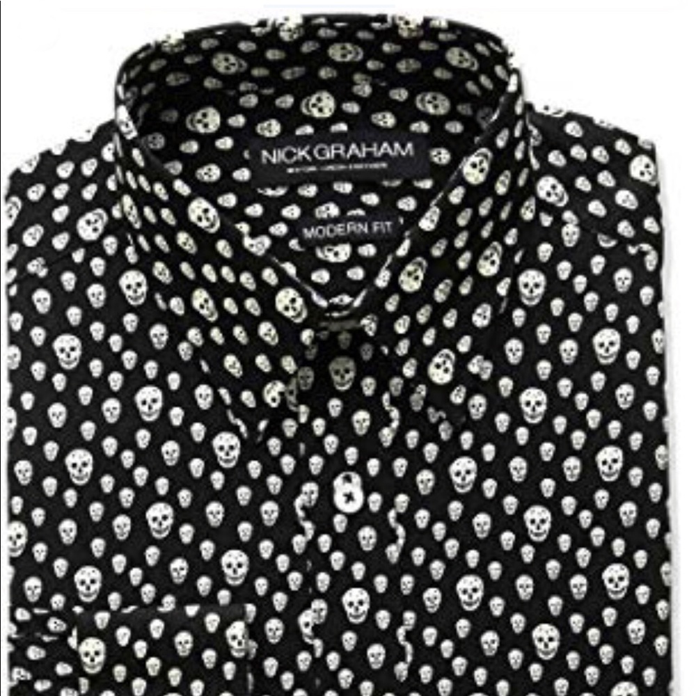 Nick Graham Men's Modern Fit Happy Skulls Shirt